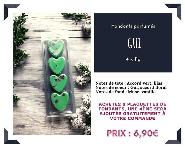 Plaquette de 4 fondants en cœur 