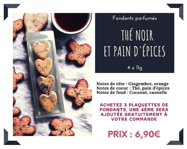 Plaquette de 4 fondants en cœur 