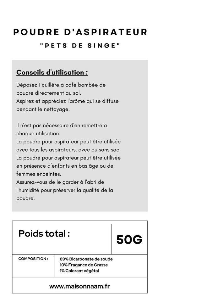 Poudre d'aspirateur "Pets de singe"